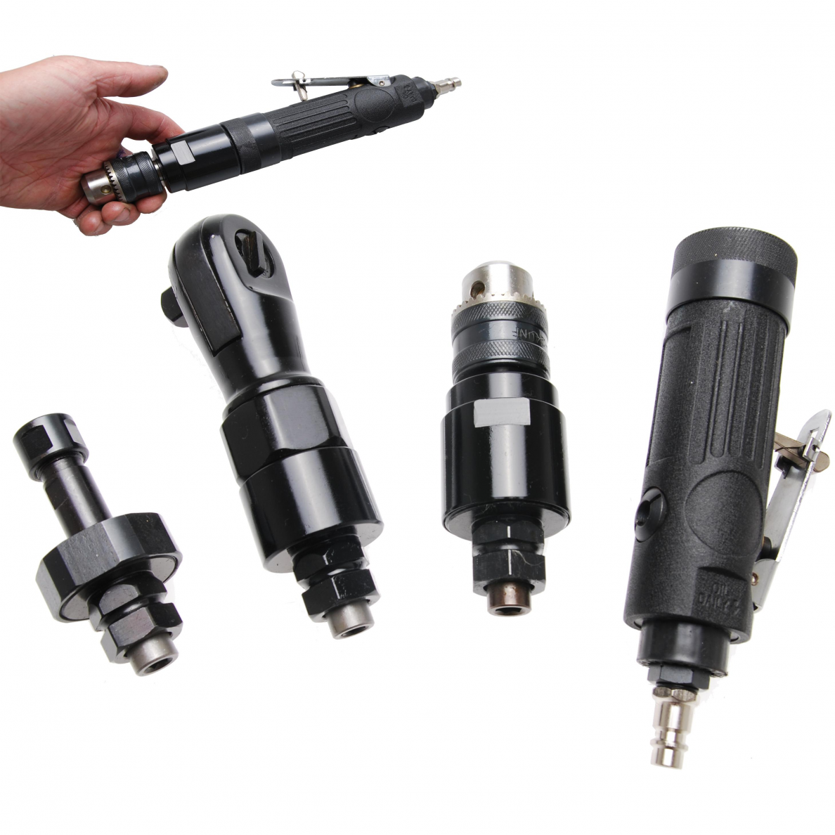 Daugiafunkcinis pneumatinis įrankis su 3 keičiamomis galvomis BGS-technic Daugiafunkcinis pneumatinis įrankis su 3 keičiamomis galvomis BGS-technic