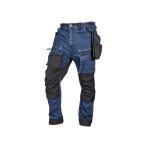 Darbinės kelnės DENIM, sutvirtintos Cordura audiniu, nuimamos kišenės dėklams, tamsiai mėlynos, dydis M