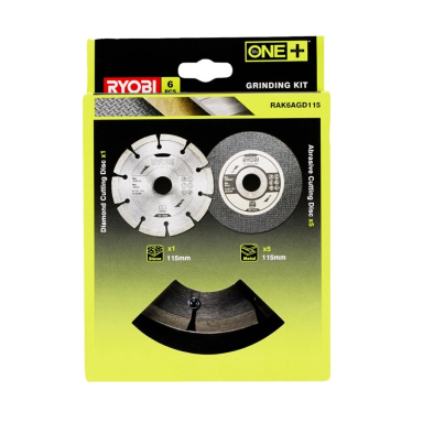Kampinio šlifuoklio pjovimo diskų rinkinys, Ryobi RAK6AGD115, 6vnt., 115mm Kampinio šlifuoklio pjovimo diskų rinkinys, Ryobi RAK6AGD115, 6vnt., 115mm