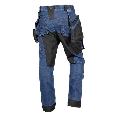 Darbinės kelnės DENIM, sutvirtintos Cordura audiniu, nuimamos kišenės dėklams, tamsiai mėlynos, dydis XS 1