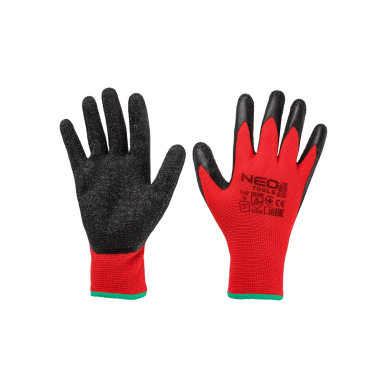 Darbinės pirštinės, lateksu dengtas poliesteris (krūkšnys), 3121X, 8 dydis