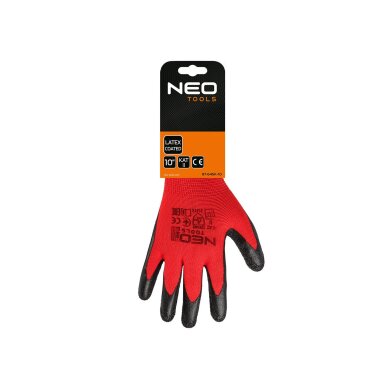 Darbinės pirštinės, lateksu dengtos, poliesterio (raukšlėtos), 3121X dydis 10 (card) 1