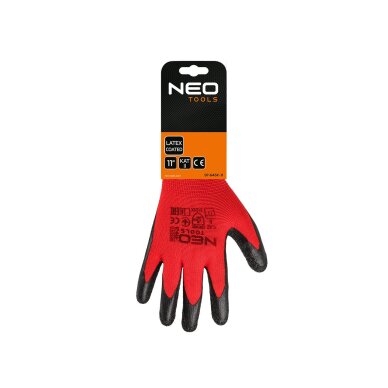 Darbinės pirštinės, lateksu dengtos, poliesterio (raukšlėtos), 3121X dydis 11 (card) 1