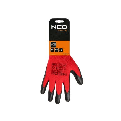 Darbinės pirštinės, lateksu dengtos, poliesterio (raukšlėtos), 3121X dydis 7 (card) 1