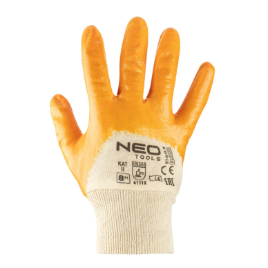 Darbinės pirštinės, medvilninės, iš dalies dengtos nitrilu, 4111X, 8 dydis 3