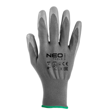 Darbinės pirštinės, PU dengtas poliesteris, 4131X, 8 dydis 6 Darbinės pirštinės, PU dengtas poliesteris, 4131X, 8 dydis 6