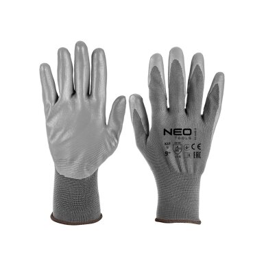 Darbinės pirštinės, PU dengtos poliesterio, 4131X dydis 9 (card)