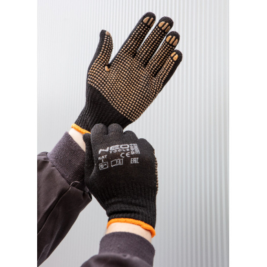 Darbo pirštinės, medvilninės ir poliesterio, taškuotos, 10 dydis 1 Darbo pirštinės, medvilninės ir poliesterio, taškuotos, 10 dydis 1