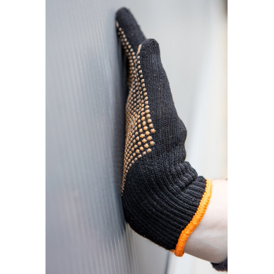 Darbo pirštinės, medvilninės ir poliesterio, taškuotos, 9 dydis 2