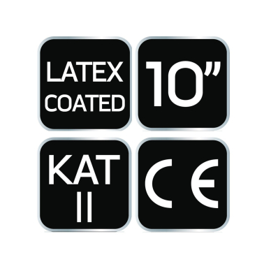 Darbo pirštinės, medvilninės, padengtos lateksu ir poliesteriu, 2143X, 10 dydis 7 Darbo pirštinės, medvilninės, padengtos lateksu ir poliesteriu, 2143X, 10 dydis 7
