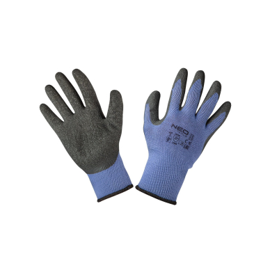 Darbo pirštinės, medvilninės, padengtos lateksu ir poliesteriu, 2143X, 8 dydis