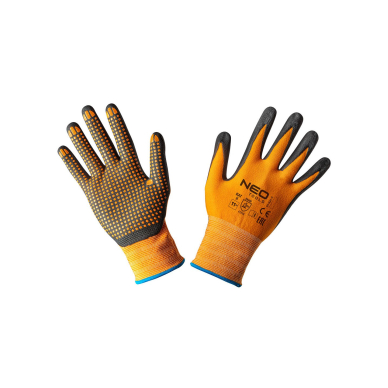 Darbo pirštinės, nailoninės, dengtos nitrilo taškeliais, 4131X, 11 dydis