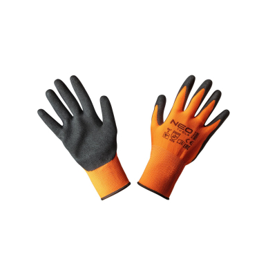 Darbo pirštinės, poliesteris su nitrilo danga (smėlio spalvos), 4131X, 9 dydis