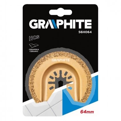 Daugiafunkcinio įrankio geležtė, pusiau apvali, GRAPHITE 56H064, keramikai 1 Daugiafunkcinio įrankio geležtė, pusiau apvali, GRAPHITE 56H064, keramikai 1