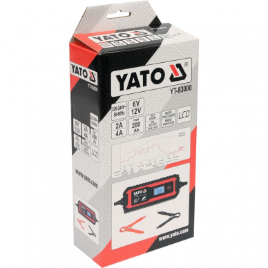 Pakrovėjas 6 V ir 12 V akumuliatorių įkrovimui Yato, 6V/2A 12V/4A 5 Pakrovėjas 6 V ir 12 V akumuliatorių įkrovimui Yato, 6V/2A 12V/4A 5