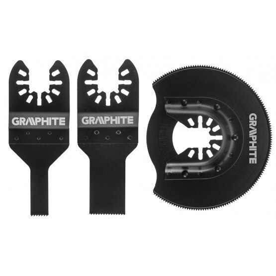 Daugiafunkcinio įrankio geležtės GRAPHITE 56H072, 3 vnt. Daugiafunkcinio įrankio geležtės GRAPHITE 56H072, 3 vnt.