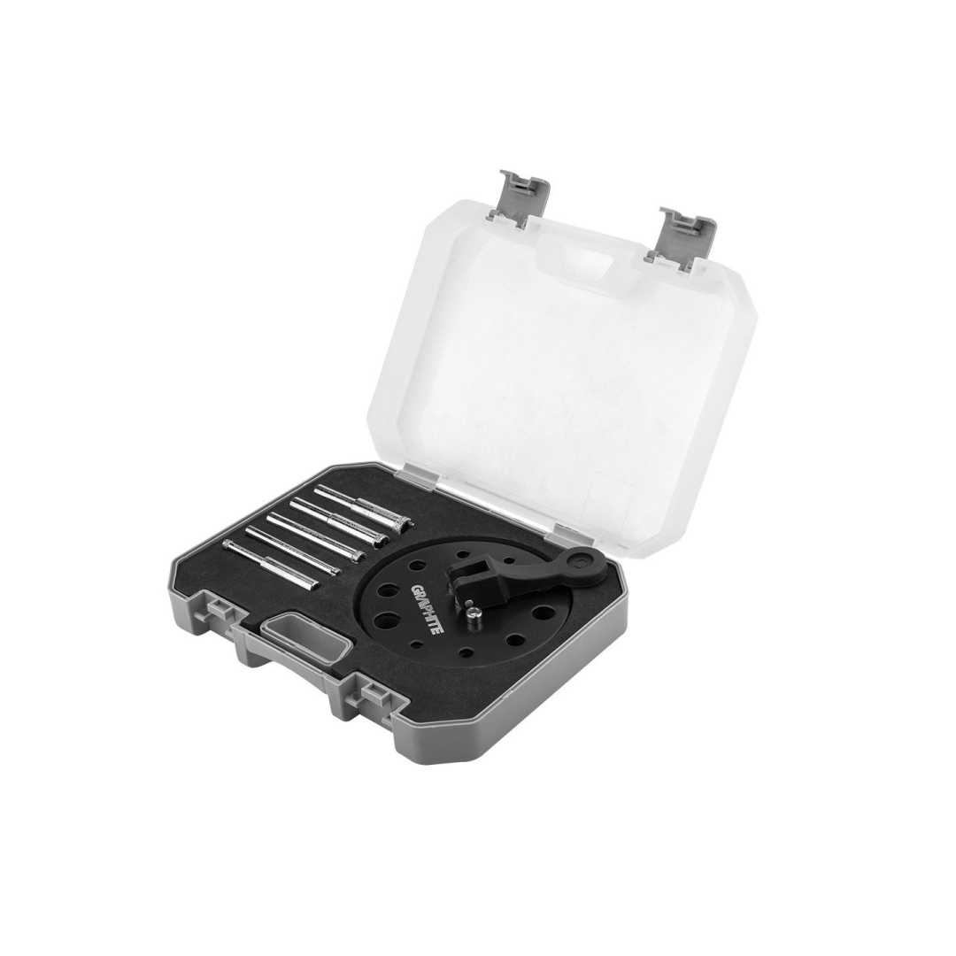 Deimantiniai grąžtai 5-12 mm su kreiptuvu, rinkinyje 6 vnt.