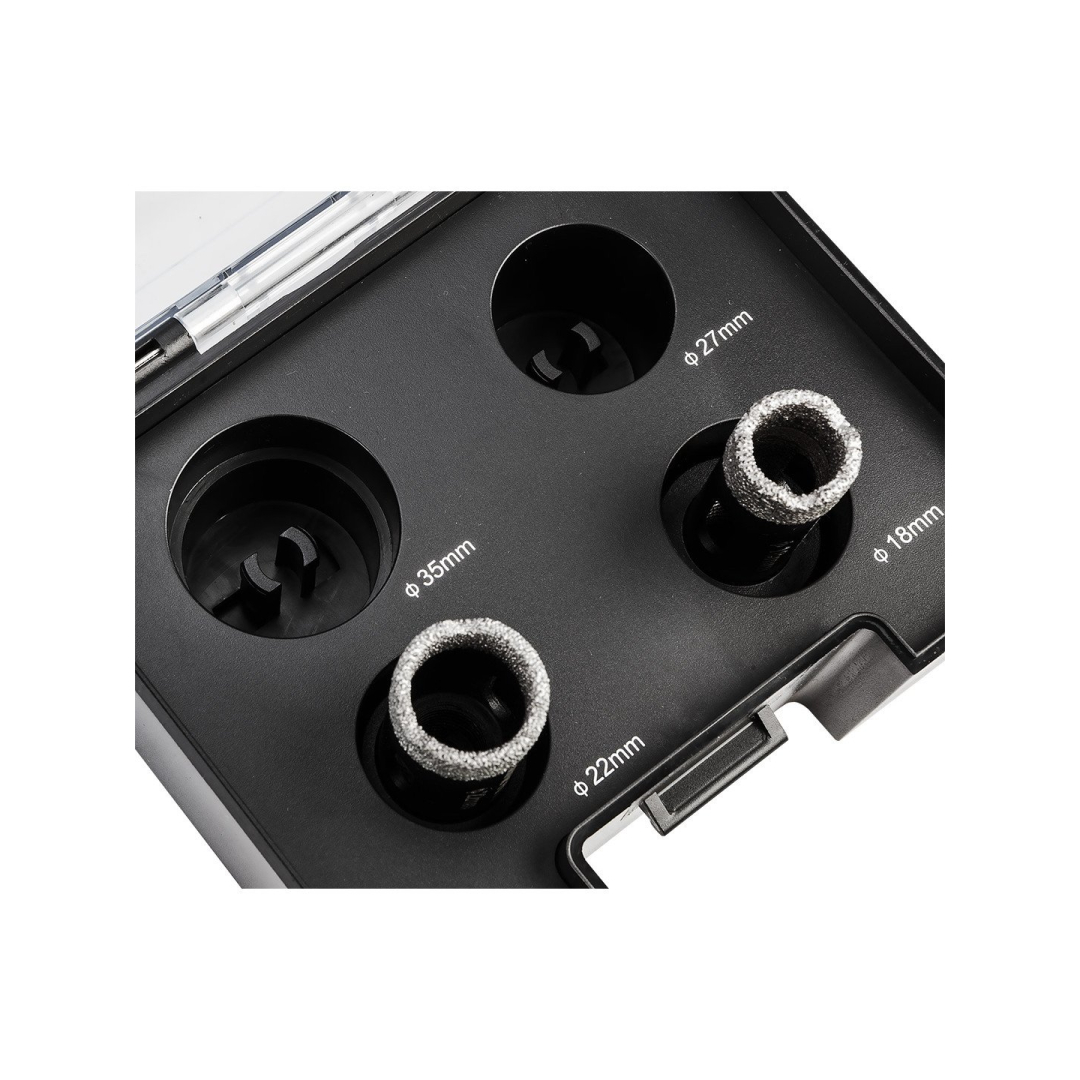 Deimantiniai pjūklai (18, 22, 27, 35 mm), 4 vnt. 1 Deimantiniai pjūklai (18, 22, 27, 35 mm), 4 vnt. 1