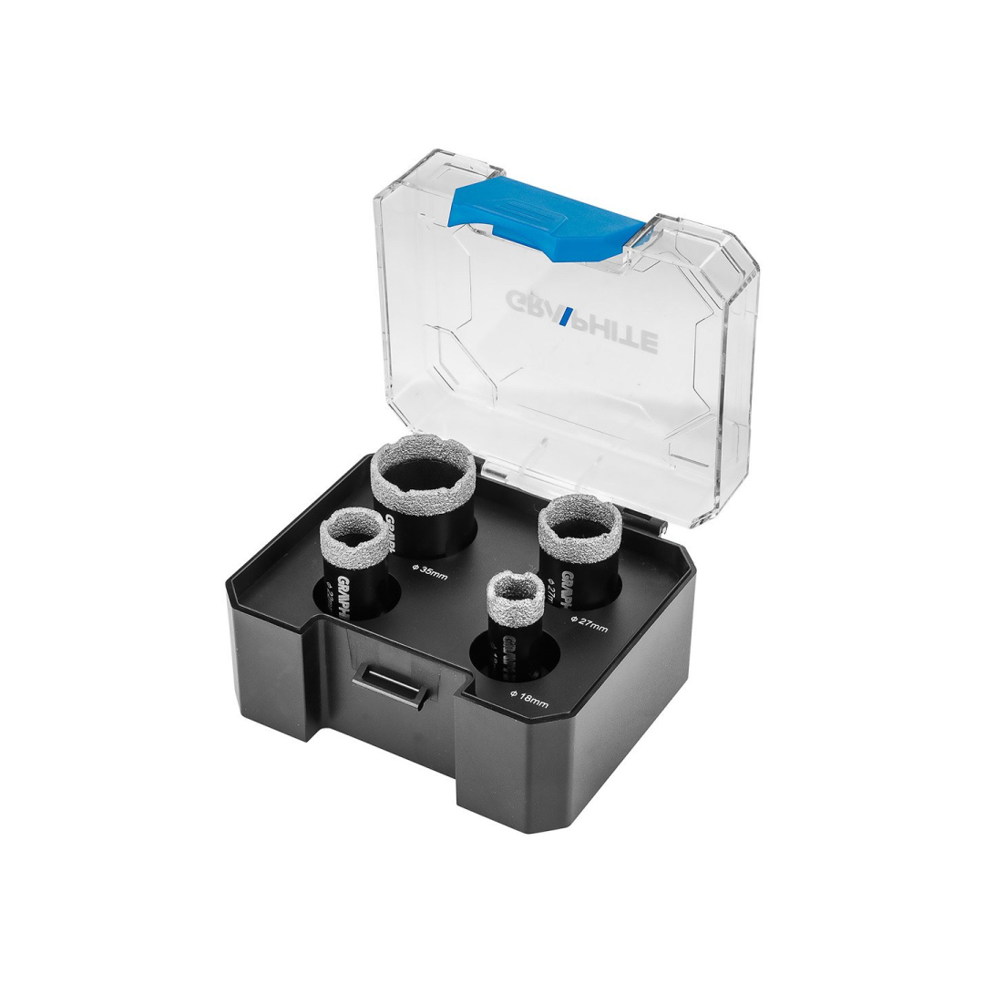 Deimantiniai pjūklai (18, 22, 27, 35 mm), 4 vnt. Deimantiniai pjūklai (18, 22, 27, 35 mm), 4 vnt.