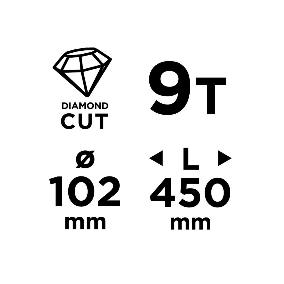 Deimantinis gręžimo skylių pjūklas 58G540 102×450mm×9T 8