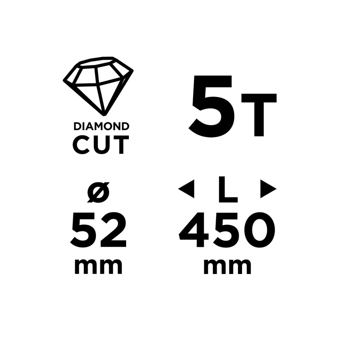 Deimantinis gręžimo skylių pjūklas 58G540 52×450mm×5T 8 Deimantinis gręžimo skylių pjūklas 58G540 52×450mm×5T 8