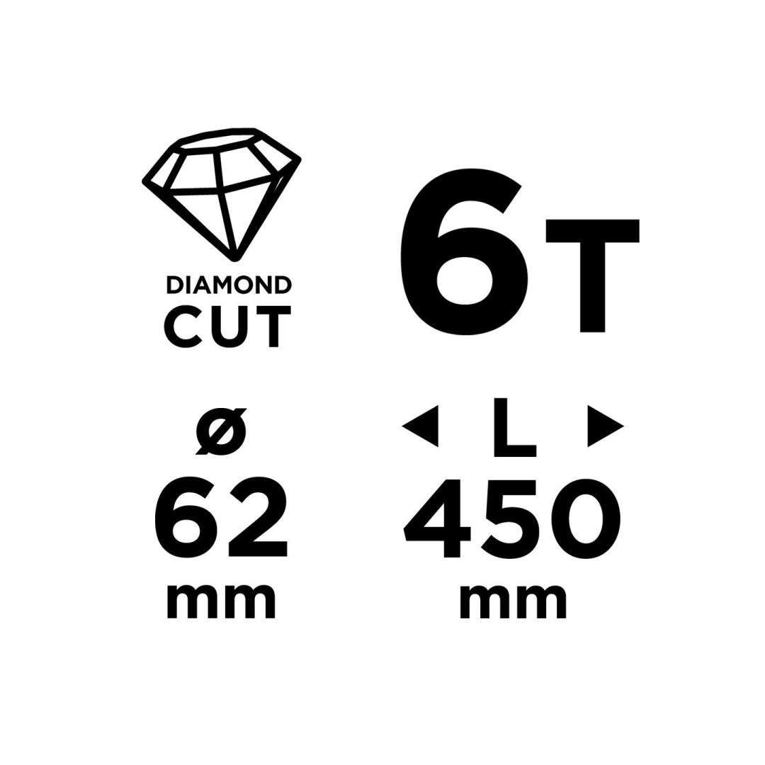 Deimantinis gręžimo skylių pjūklas 58G540 62×450mm×6T 8 Deimantinis gręžimo skylių pjūklas 58G540 62×450mm×6T 8