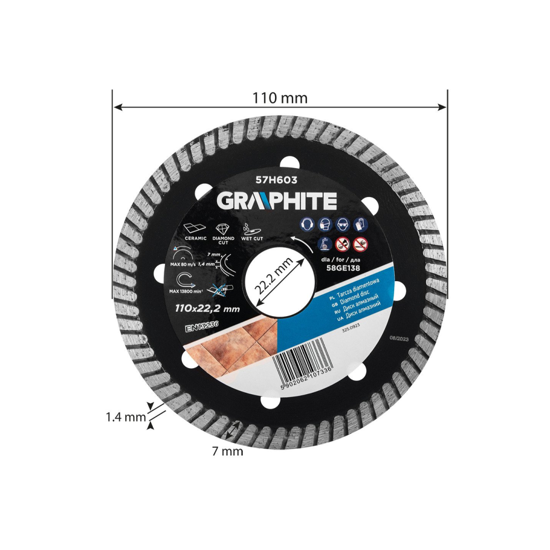 Deimantinis pjovimo diskas 110x22,2xmm skirtas 58GE138 7