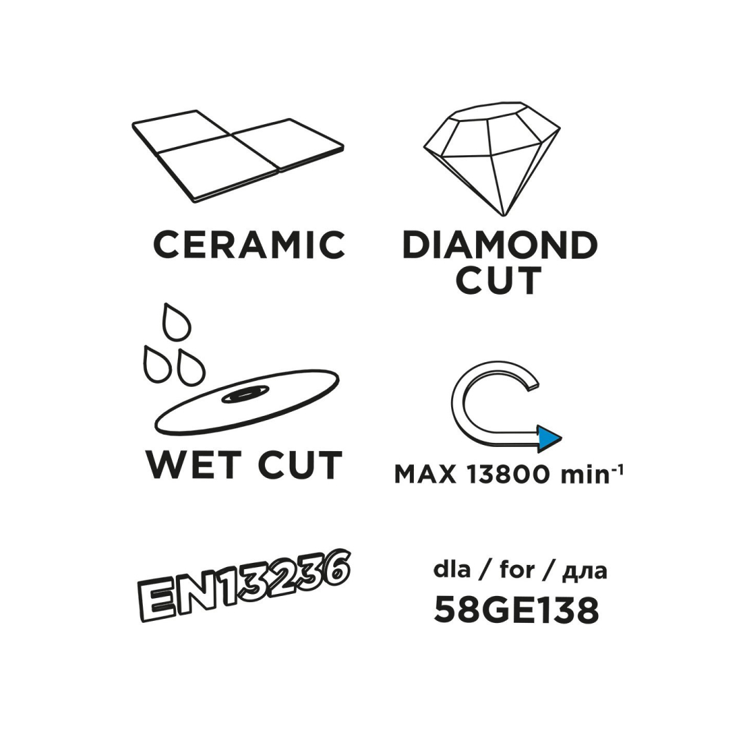 Deimantinis pjovimo diskas 110x22,2xmm skirtas 58GE138 8