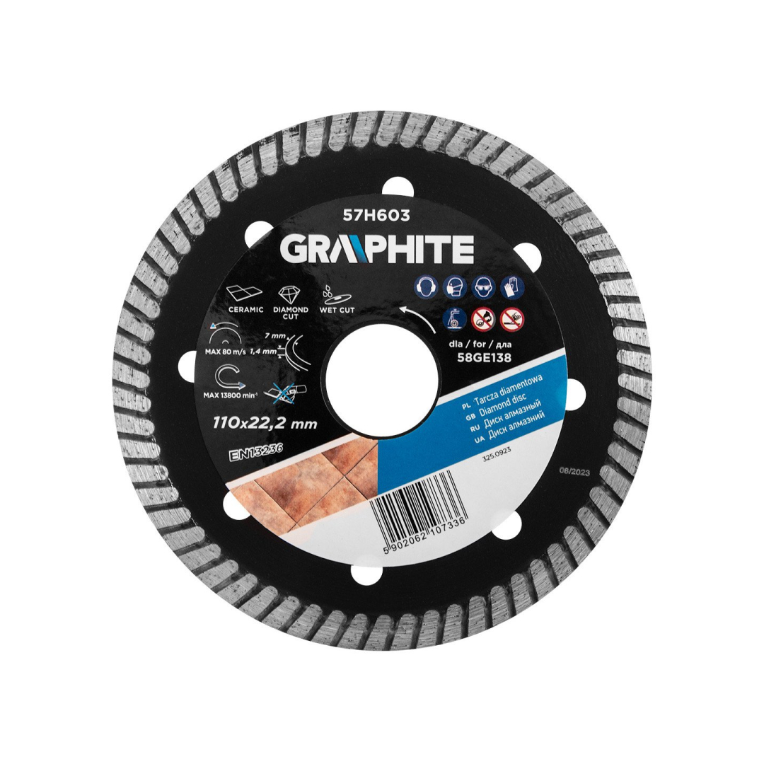 Deimantinis pjovimo diskas 110x22,2xmm skirtas 58GE138