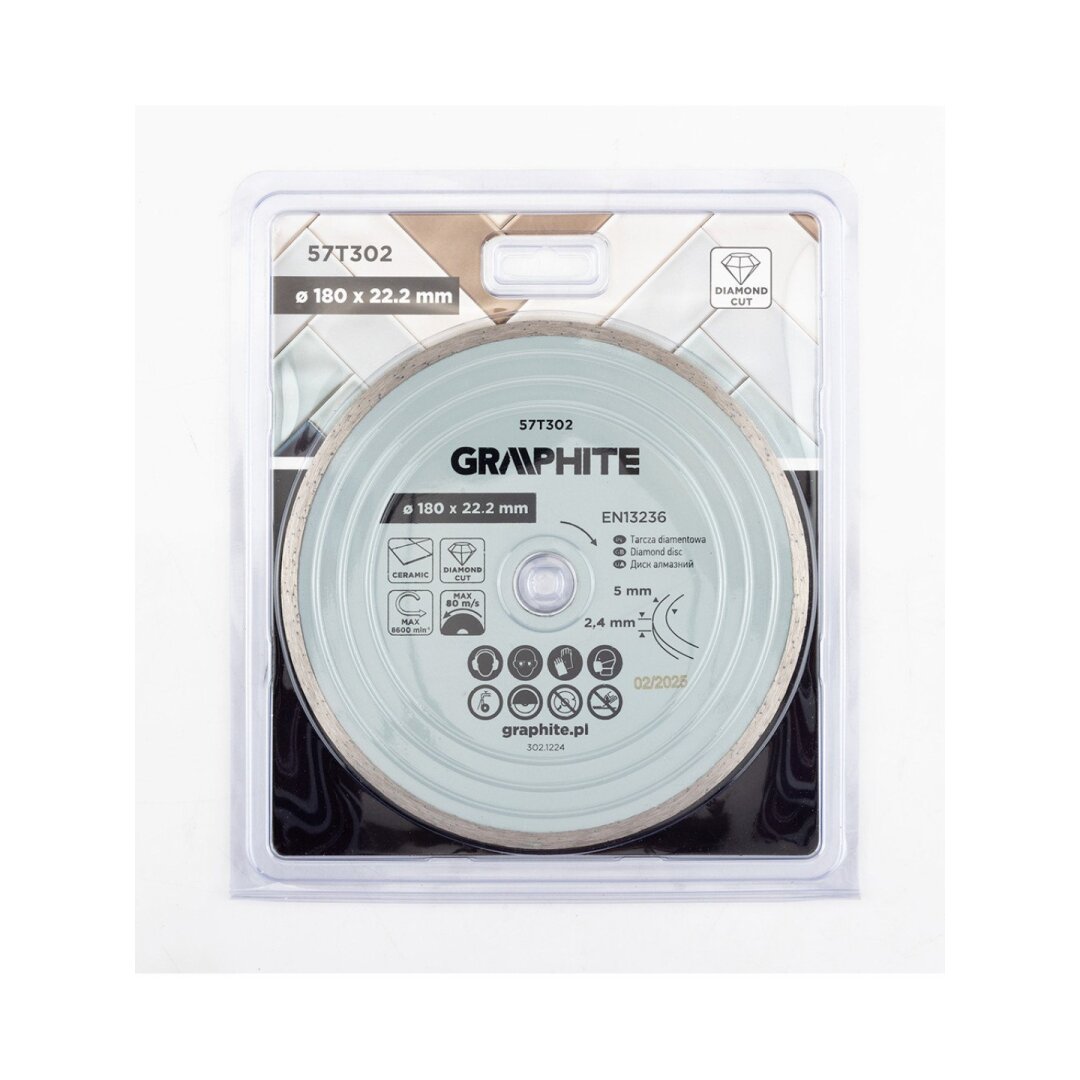 Deimantinis pjovimo diskas, 180 x 22,2 mm, šlapiam pjovimui 1 Deimantinis pjovimo diskas, 180 x 22,2 mm, šlapiam pjovimui 1