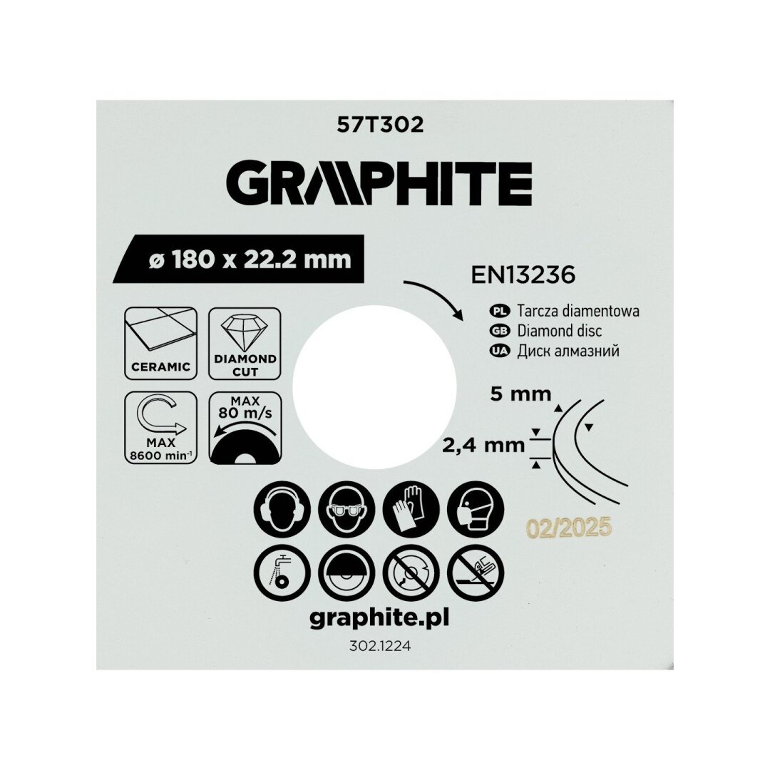 Deimantinis pjovimo diskas, 180 x 22,2 mm, šlapiam pjovimui 3 Deimantinis pjovimo diskas, 180 x 22,2 mm, šlapiam pjovimui 3