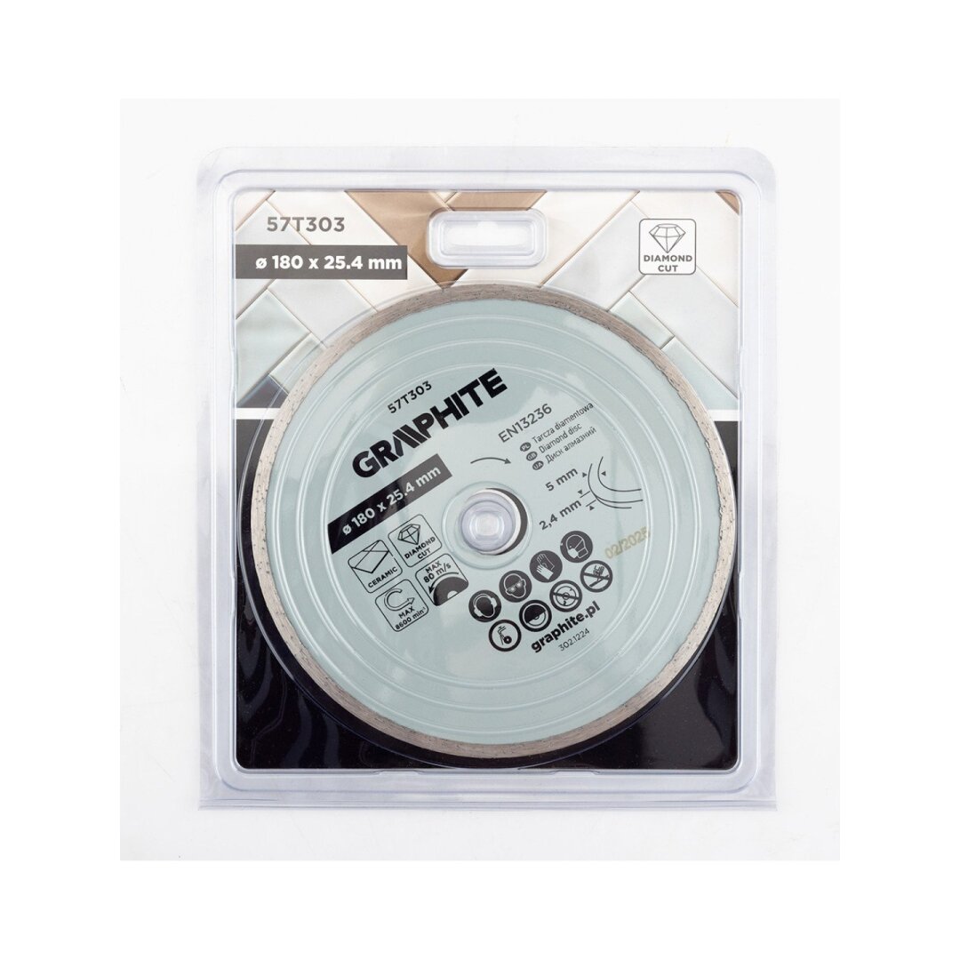 Deimantinis pjovimo diskas, 180 x 25,4 mm, šlapiam pjovimui 1