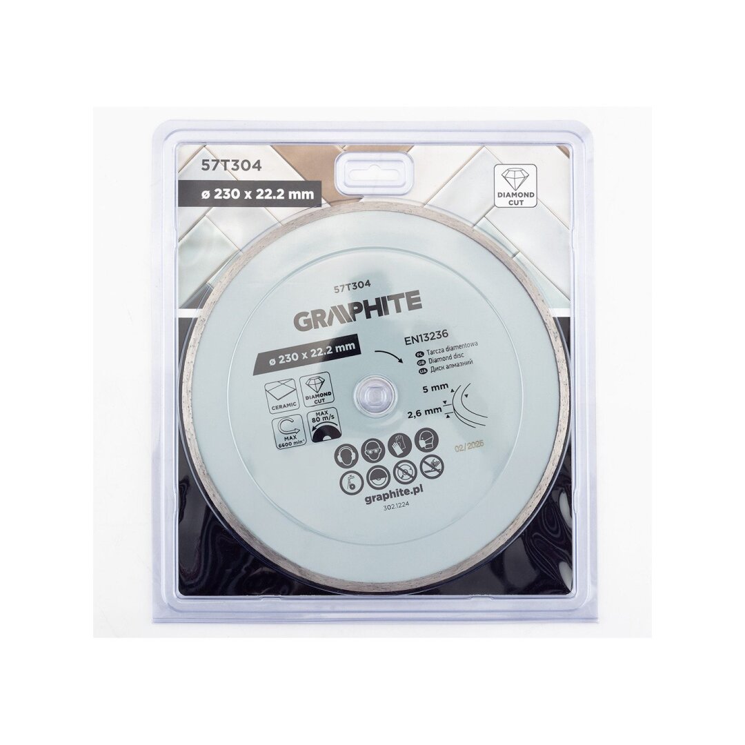 Deimantinis pjovimo diskas, 230 x 22,2 mm, šlapiam pjovimui 1 Deimantinis pjovimo diskas, 230 x 22,2 mm, šlapiam pjovimui 1