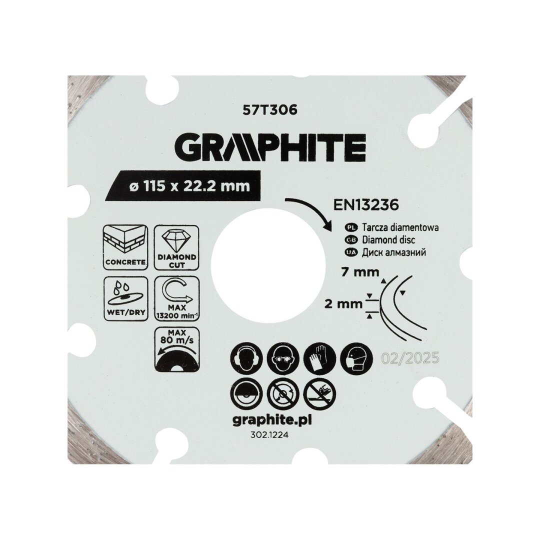 Deimantinis segmentinis pjovimo diskas, 115 x 22,2 mm, sausam ir šlapiam pjovimui 5