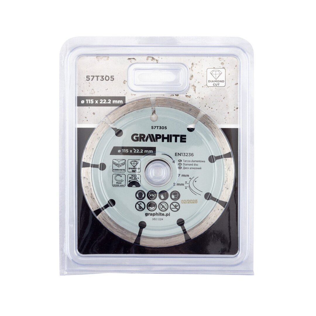 Deimantinis segmentinis pjovimo diskas, 115 x 22,2 mm, sausam pjovimui 1