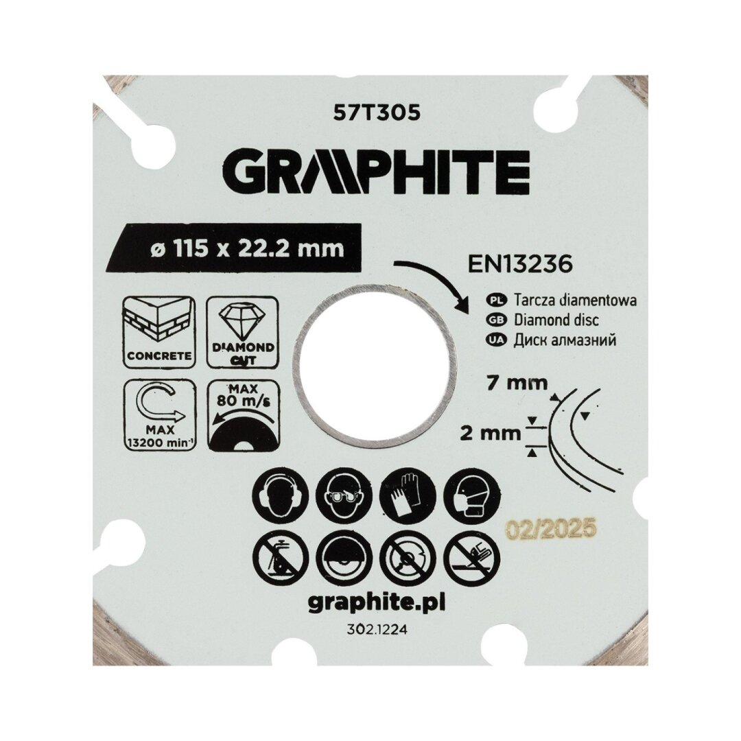 Deimantinis segmentinis pjovimo diskas, 115 x 22,2 mm, sausam pjovimui 5