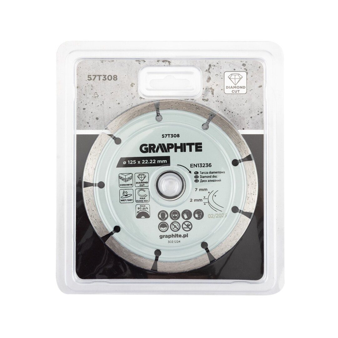 Deimantinis segmentinis pjovimo diskas, 125 x 22,2 mm, sausam ir šlapiam pjovimui 1