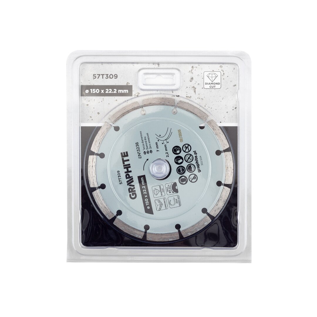 Deimantinis segmentinis pjovimo diskas, 150 x 22,2 mm, sausam pjovimui 1