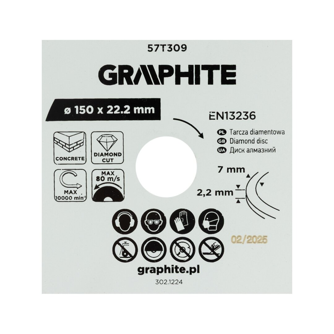 Deimantinis segmentinis pjovimo diskas, 150 x 22,2 mm, sausam pjovimui 5