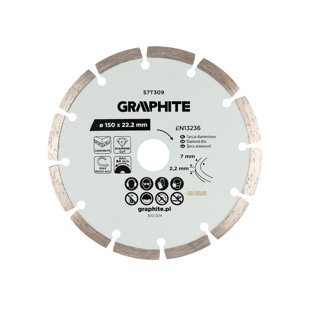 Deimantinis segmentinis pjovimo diskas, 150 x 22,2 mm, sausam pjovimui Deimantinis segmentinis pjovimo diskas, 150 x 22,2 mm, sausam pjovimui