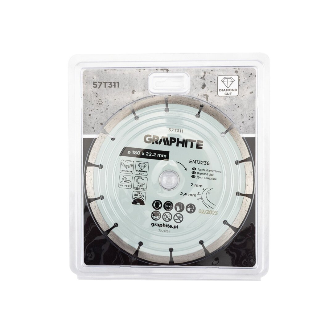 Deimantinis segmentinis pjovimo diskas, 180 x 22,2 mm, sausam ir šlapiam pjovimui 1 Deimantinis segmentinis pjovimo diskas, 180 x 22,2 mm, sausam ir šlapiam pjovimui 1