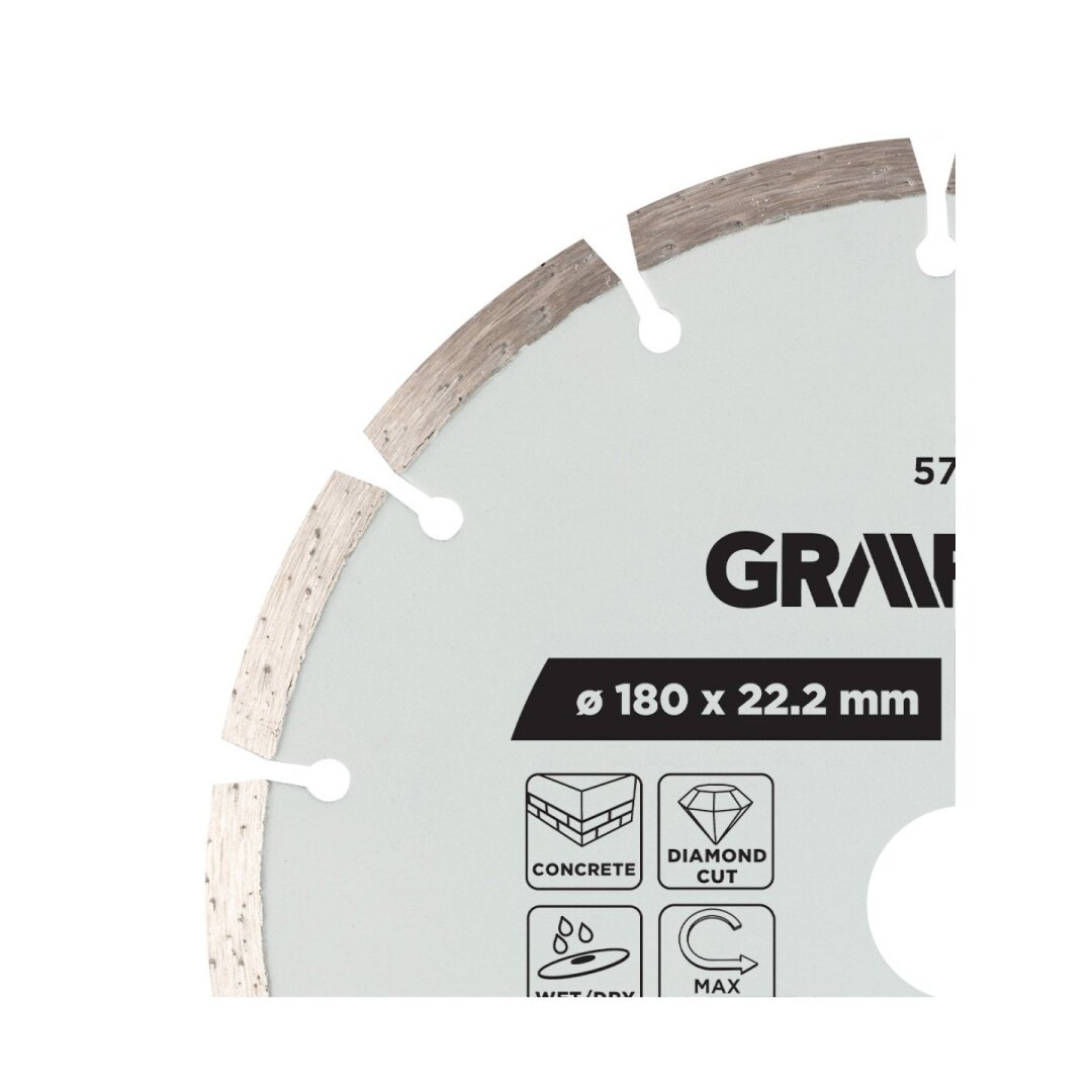 Deimantinis segmentinis pjovimo diskas, 180 x 22,2 mm, sausam ir šlapiam pjovimui 4 Deimantinis segmentinis pjovimo diskas, 180 x 22,2 mm, sausam ir šlapiam pjovimui 4