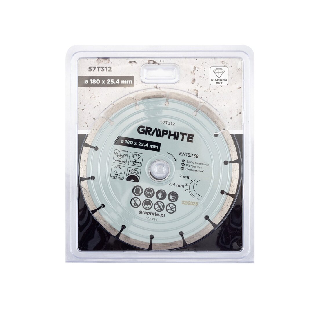 Deimantinis segmentinis pjovimo diskas, 180 x 25,4 mm, sausam pjovimui 1 Deimantinis segmentinis pjovimo diskas, 180 x 25,4 mm, sausam pjovimui 1