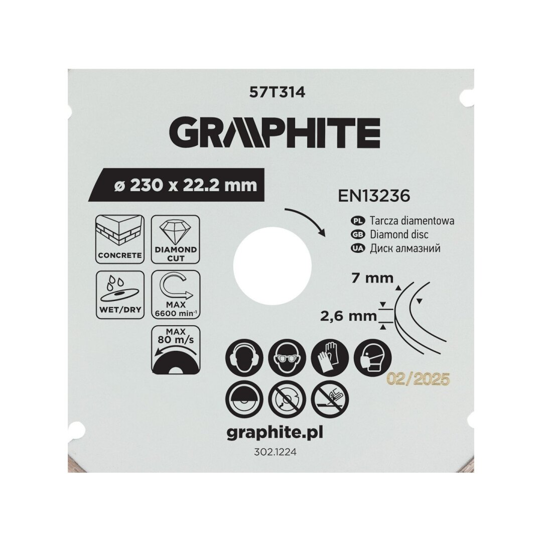 Deimantinis segmentinis pjovimo diskas, 230 x 22,2 mm, sausam ir šlapiam pjovimui 5