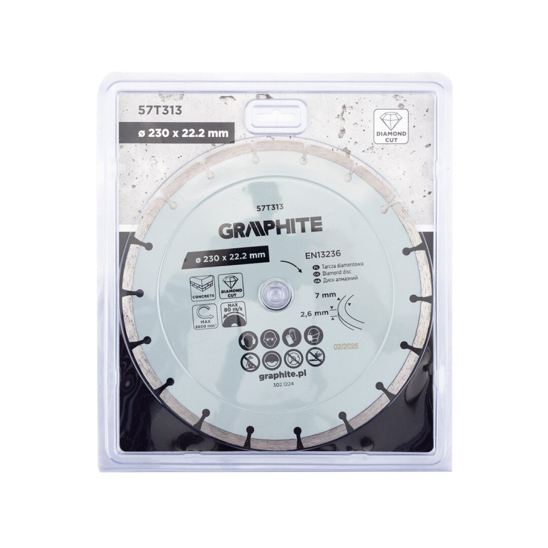 Deimantinis segmentinis pjovimo diskas, 230 x 22,2 mm, sausam pjovimui 1 Deimantinis segmentinis pjovimo diskas, 230 x 22,2 mm, sausam pjovimui 1