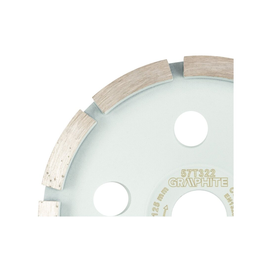 Deimantinis šlifavimo diskas, 1 segmentas, 125 x 22,2 mm, sausam pjovimui 3