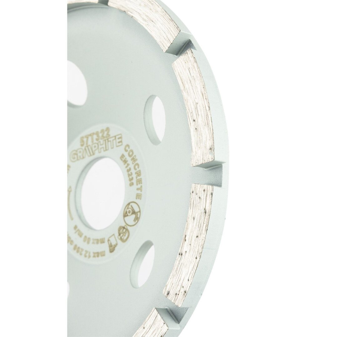 Deimantinis šlifavimo diskas, 1 segmentas, 125 x 22,2 mm, sausam pjovimui 6