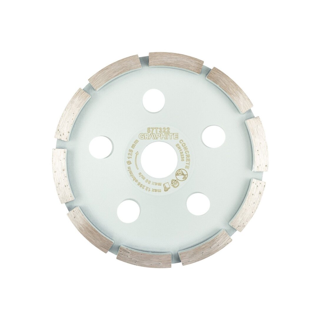 Deimantinis šlifavimo diskas, 1 segmentas, 125 x 22,2 mm, sausam pjovimui