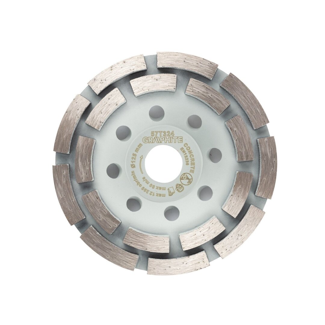 Deimantinis šlifavimo diskas, 2 segmentai, 125 x 22,2 mm, sausa