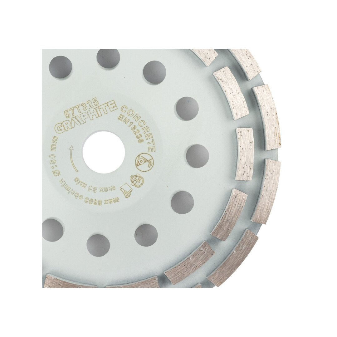 Deimantinis šlifavimo diskas, 2 segmentai, 180 x 22,2 mm, sausa 4 Deimantinis šlifavimo diskas, 2 segmentai, 180 x 22,2 mm, sausa 4
